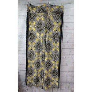 Cato Womens Wide Leg Palazzo Pants Paisley Yellow Black Stretch Gipsy 22/24W